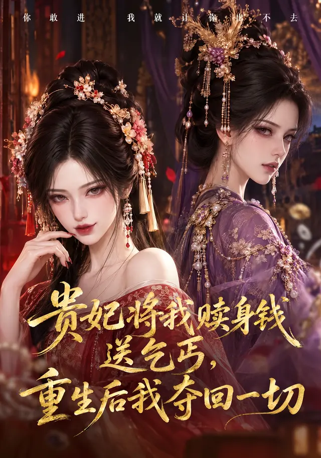 黄果短剧《贵妃将我赎身钱送乞丐，重生后我夺回一切》古装爱情短剧海报
