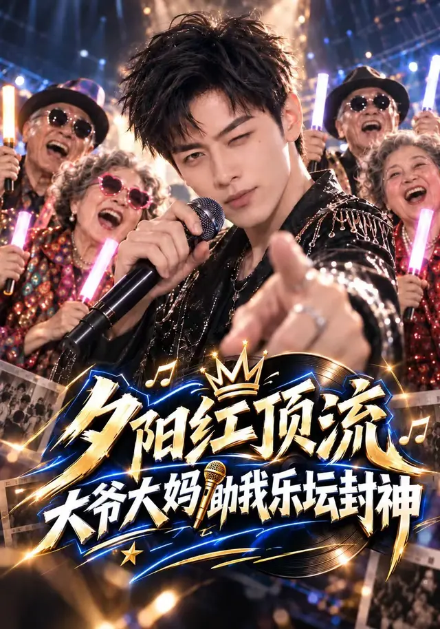 黄果短剧《夕阳红顶流，大爷大妈助我乐坛封神》都市情感短剧海报